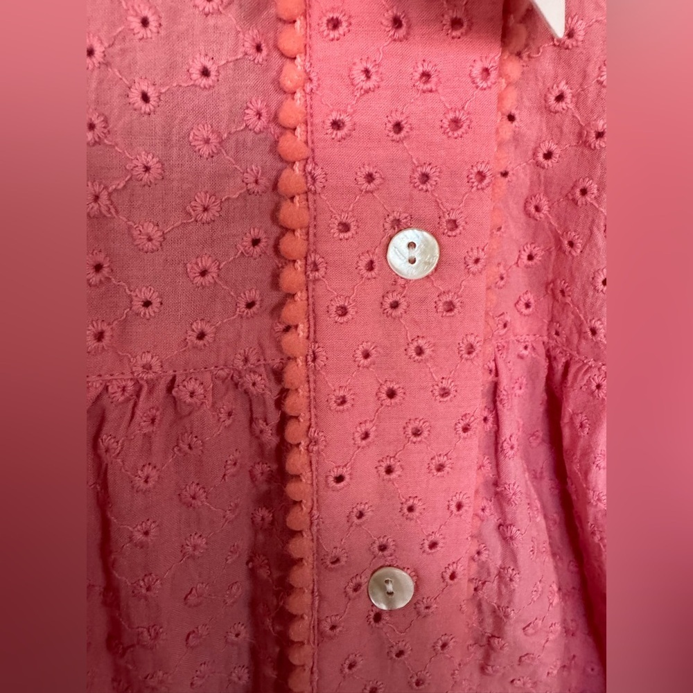 TAJ by Sabrina Crippa NWT Oversized Pink Eyelet Tiered Dress Resort Boho Size S - Picture 7 of 11